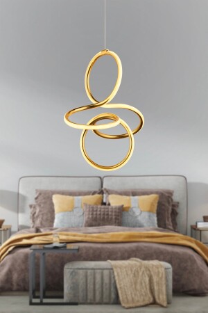 Lucetta Gold Pendant Lamp 48 Watt Pendant Lamp 3 Color LED Modern Kitchen Bathroom Led Living Room Pendant Lamp Chandelier 11314-01-GD - Apliqa