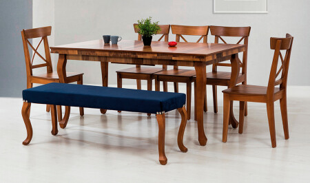 Lükens Large Dining Table Set - Walnut - Cadde Yıldız