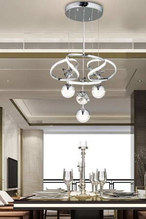 Lüks Modern Kelebek Kristal Taşlı Led Avize Krom Ledli Avize burenze700 - burenze
