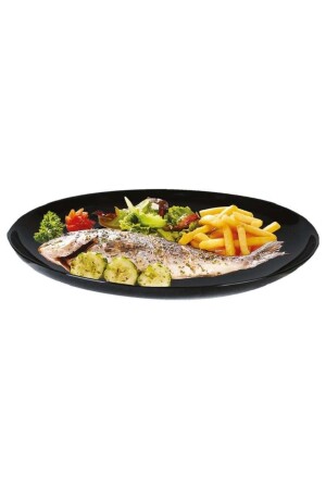 Luminarc Carine Arcopal Black 2 Pieces 33 Cm. oval serving plate and 1 piece of 27 cm. arcopal Salad Bowl. LUMINARC CARINE SERIES. - MADAME LUDA