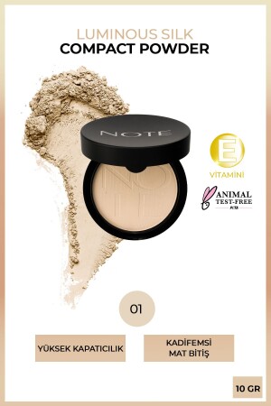 Luminous Silk Compact Powder Matte Finish Powder Gesichtspuder 01 Beige - Note Cosmetics