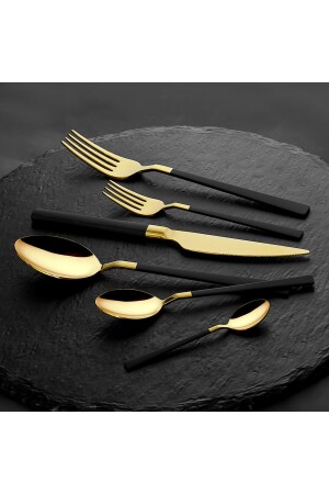 Lumix Gold Black - 36 Piece Fork Knife Spoon Set LUM-0342 - Amboss