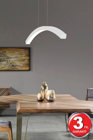 Luna ( Beyaz Kasa, Beyaz Işık ) Ledli Modern Led Avize, Salon, Mutfak, Oturma Yatak Odası, Sarkıt Luna Beyaz 6500K - Hegza Lighting