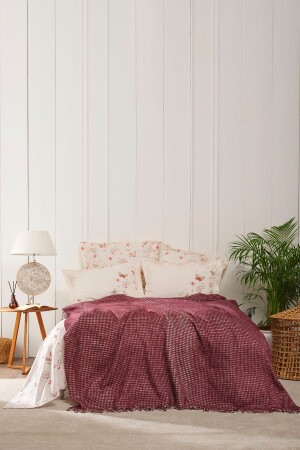 Luna Claret Red Double Blanket Set 200. 21. 01. 0591 - Karaca Home