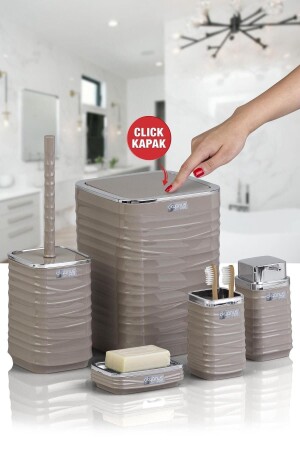 Luna Mink Chrome Square 5-Piece Bathroom Set OKY-440-1 - Okyanus Home
