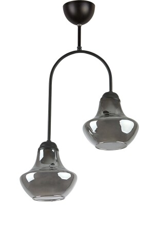 Luna Special Design Living Room - Kitchen - Bedroom Black Color Smoked Glass 2-Piece Chandelier LNA83 - Modavize