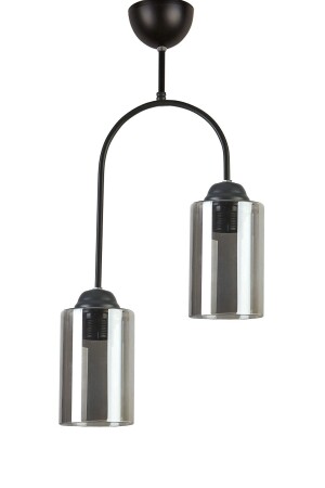 Luna Special Design Modern Plafonier Living Room Black Color Cylinder Smoked Glass Chandelier of 2 LNUA12 - Modavize