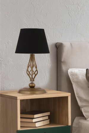 Lupin Siyah Şapkalı Eskitme Masa Lambası Modern Tasarım Salon-Yatak Odası Retro Abajur 3596-1M-FR-BL - Apliqa