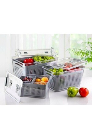 Lux 3-teiliger Innen-Kühlschrank-Organizer mit Sieb (2,5 l, 5 l, 9 l) Set-Aufbewahrung Kühlschrank-Organizer 2,5 5 9 23071996 - Lossa