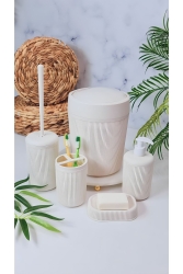 Lüx 5 Parça Akrilik Banyo Seti Beyaz WOC-8547 - bazaragel
