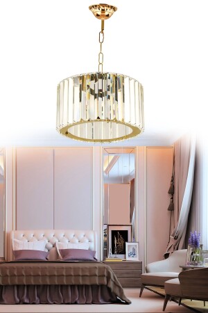 Lüx Elmas Gold Kristal Taşlı Avize - İstanbul Avize