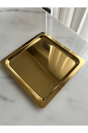 Luxuriöses goldfarbenes quadratisches Service-Präsentationstablett / Präsentationshalter / ALICE0044 - Alice