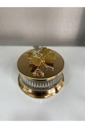 Lüx Gold Şekerlik Metal Ayaklı Kelebek Aksesuarlı Elysia Çerezlik ,reçellik,lokumluk,sunumluk ÇRZGLD - Aslı Hediyelik