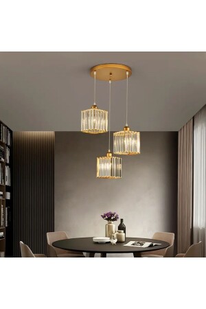 Lüx Kristal 3 Lü Gold Sarkıt avize ultramsgk-3 - Ultra Home