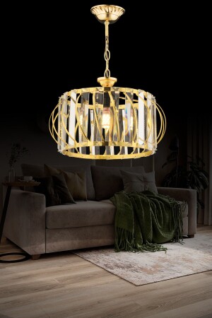 Lüx Kristal Modern Taşlı Gold Salon Mutfak Oturma Odası Antre Hol Tekli Avize 27 Lik - Ultra Home