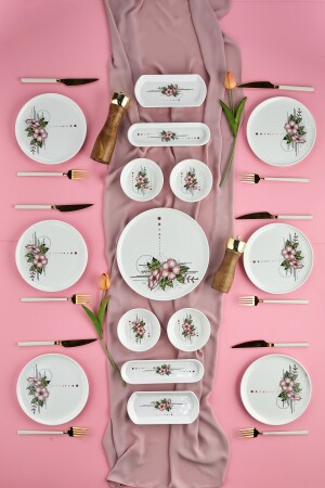 Lux Seramik Artless 15-teiliges Frühstücksset für 6 Personen, Pink artless-pink-6K-15P - Babion