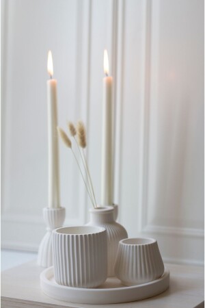 Luxuriöser Kerzenständer und Kerzenset aus Beton, 8-teilig - Homeartplus