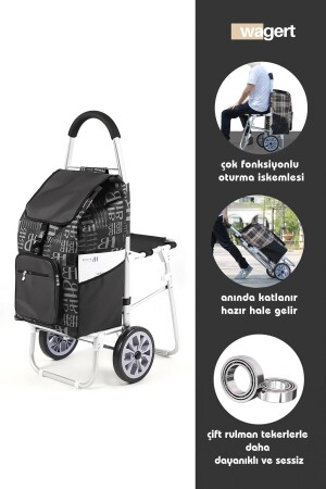 Luxuriöser Marktwagen mit Aluminiumgehäuse, schalldichten Rädern, wasserdichter Tasche und Sitz - Vadi