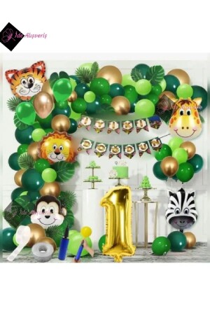 Luxuriöses Folienballon-Set mit Safari-Thema für 1-Jährige - Bkmc