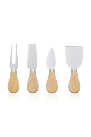 Luxury Bamboo Handle Steel Cheese Knife Set of 4 - Cheese Presentation Set of 4 - Kitchen Design Lab