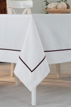 Luxury Cotton Cream Color Bordered Piping Tablecloth - Tropikhome