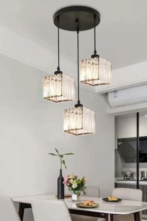 Luxury Crystal 3-piece Black pendant chandelier - Luna Lighting