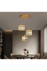 Luxury Crystal 3 Piece Gold Pendant Lamp chandelier ultramsgk-3 - Ultra Home