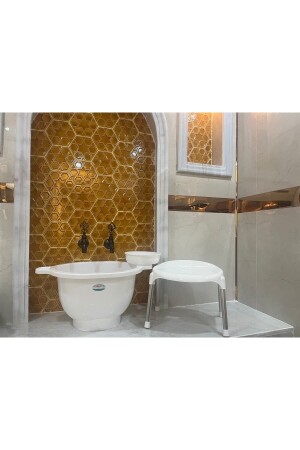 Luxury Curun Kurna - Aluminum Leg Stool - Bath Bowl Set of 3 BP001000 - Balıkçı Plastik