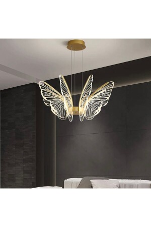 Luxury Dimmer Controlled Modern Butterfly Pendant Lamp LED Chandelier Butterfly Gold Yellow Multistage 3 Colors burenzecollection - burenze