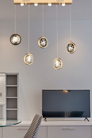 Luxury Exclusive Modern Pendant Lamp Chandelier Five Rows Gold Yellow Body Daylight burenze4477 - burenze