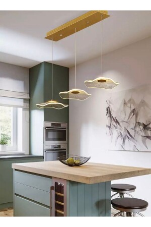 Luxury Exclusive Üçlü Sıralı Sarkıt Led Avize Jellyfish Gold Sarı Ledli Avize fico0878 - Fico Home