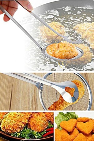 Luxury Frying Tongs with Stainless Strainer - Yzhome