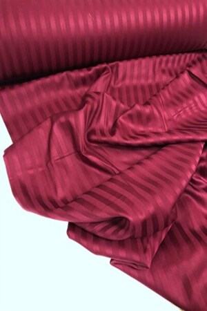 Luxury Hotel Series Single Fitted Sheet Striped Cotton Satin Duvet Cover Set Burgundy Red teksaten01 - Tekstil Home