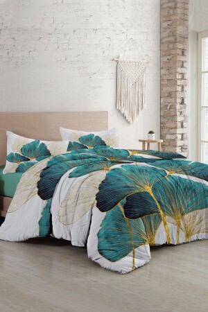 Luxury Leaves Luxury Double Cotton Satin Duvet Cover Set - Monohome