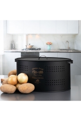 Luxury Metal Potato and Onion Rack with Compartments 6 Lt Vegetable Storage Container and Bucket - Black ec-03040508 - Ecolux