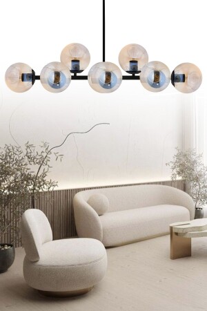 Luxury Modern Design Black 10-Piece Honey Globe Glass Chandelier SEF127 - ŞL Şef Light