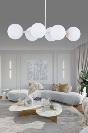 Luxury Modern Design White 6-Piece White Globe Glass Chandelier - Şl Şef Light