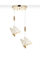 Luxury Modern Sarkıt Kelebek Led Avize 2’li Gold Sarı Ledli Avize fico0164 - Fico Home