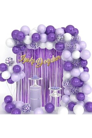 Luxury Purple Lilac White Birthday Balloon Chain Set - Bkmc