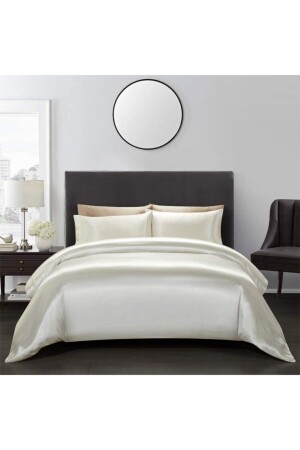 Luxury Satin 4 Piece Double Duvet Cover Set 200x220 Cm Elastic Sheet White Color duvet cover set of 4 - Tinybabyconcept