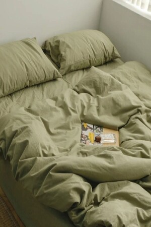 Luxury & Sheet Elastic Akfil Fabric 100% Organic Cotton - Double Duvet Cover Set Green ha101 - LaLiva