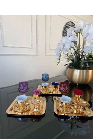 Luxury Square Serving and Presentation Tray 1 Gold Color Square Tray - GİLLİ STORE