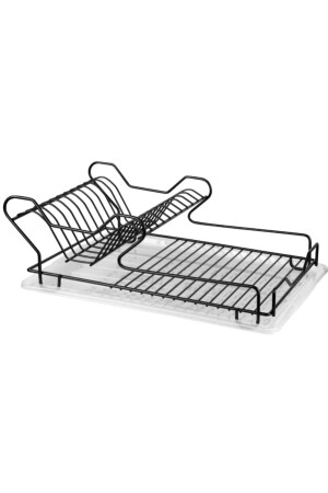 Luxury Stainless Metal Black 2-Tier Dish Rack, Metal Black Dish Drying Rack 2-tier-Dish Rack - ALİNA HOME