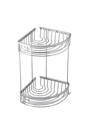 Luxury Stainless Solid Brass Chrome Chrome Two-Storey Bathroom Shower Cabin Corner Shampoo Holder with 1 Loofah Hook COLOR BATHROOM74 - RENKYAPIRÜYASI