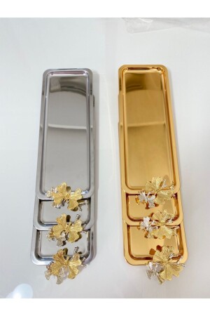 Luxury Stainless Steel Butterfly Baton Serving, Tea, Coffee, Treat and Presentation Tray in 2 Different Colors MZBTN666 - Mira züccaciye