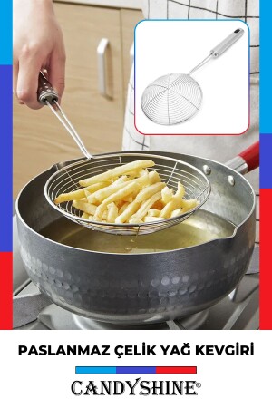 Luxury Stainless Steel Frying Spoon Wire Colander Strainer Colander Strainer For Frying And Boiling - Candyshine