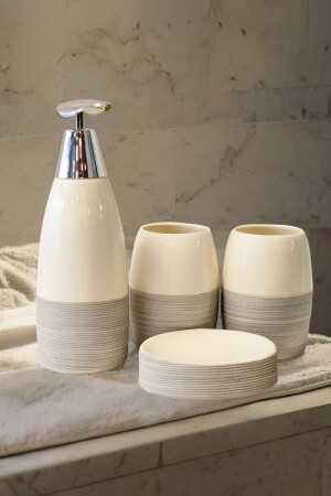 Luxus-Badezimmer-Set aus Keramik, 4-teilig - Fame Kıtchen