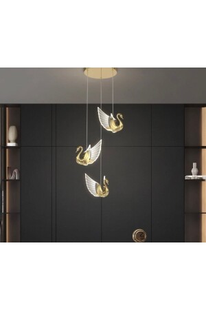 Luxus exklusive moderne Pendelleuchte Triple Swan LED Kronleuchter Swan Gold Gelb LED Kronleuchter burenze1174 - burenze