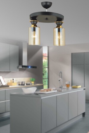 Luxus-Kronleuchter aus schwarzem 2-Plafon-Rohrglas AK00074 - Kraliçe