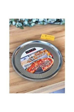 Luxus-Pizza-Lahmacun-Tablett aus Edelstahl, große Größe 36 cm, 56pzza36 - Abant